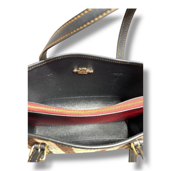 Coach Signature Stripe Tote in Brown, Tan, Cream (FIRM) - Picture 11 of 15